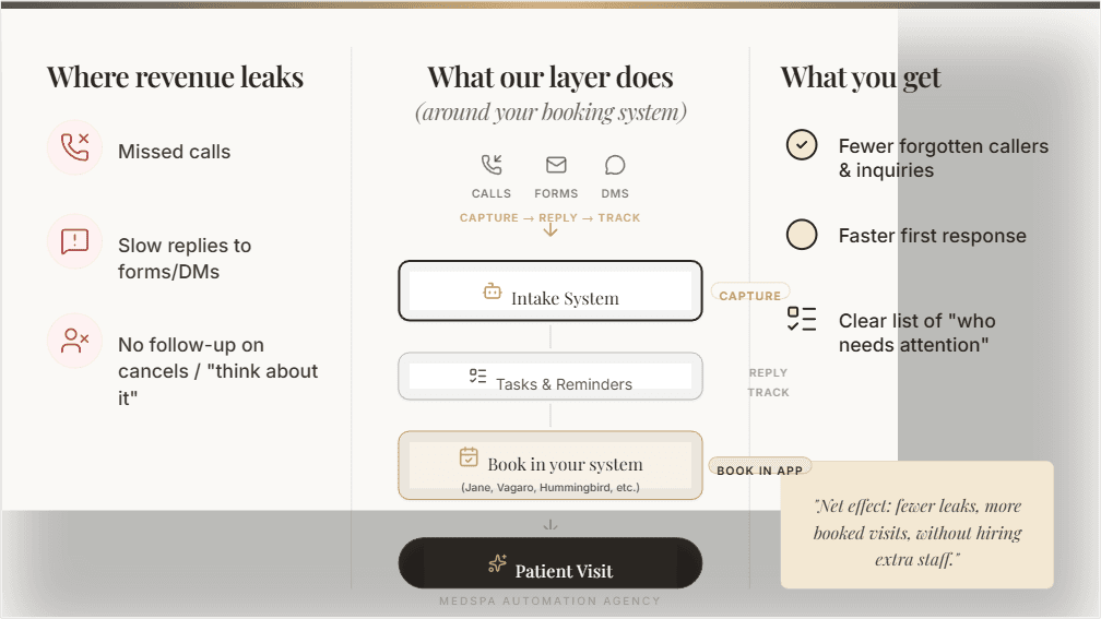 How our layer wraps around your booking system to stop revenue leaks